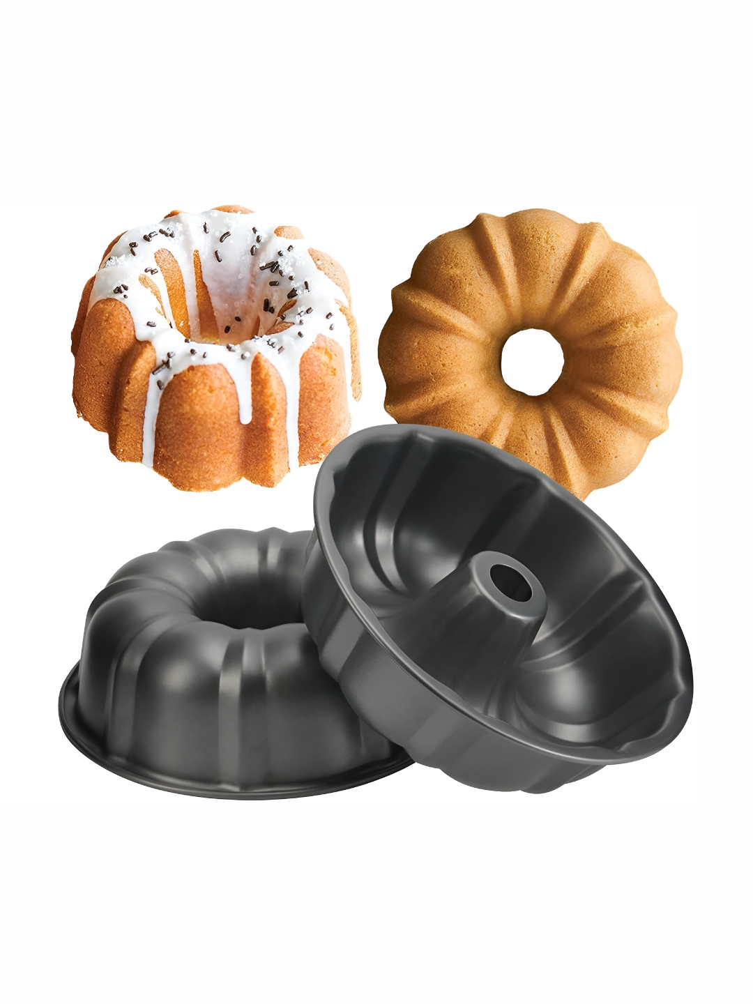 

ZEVORA Black Textured Fluted Tube Cake Pan
