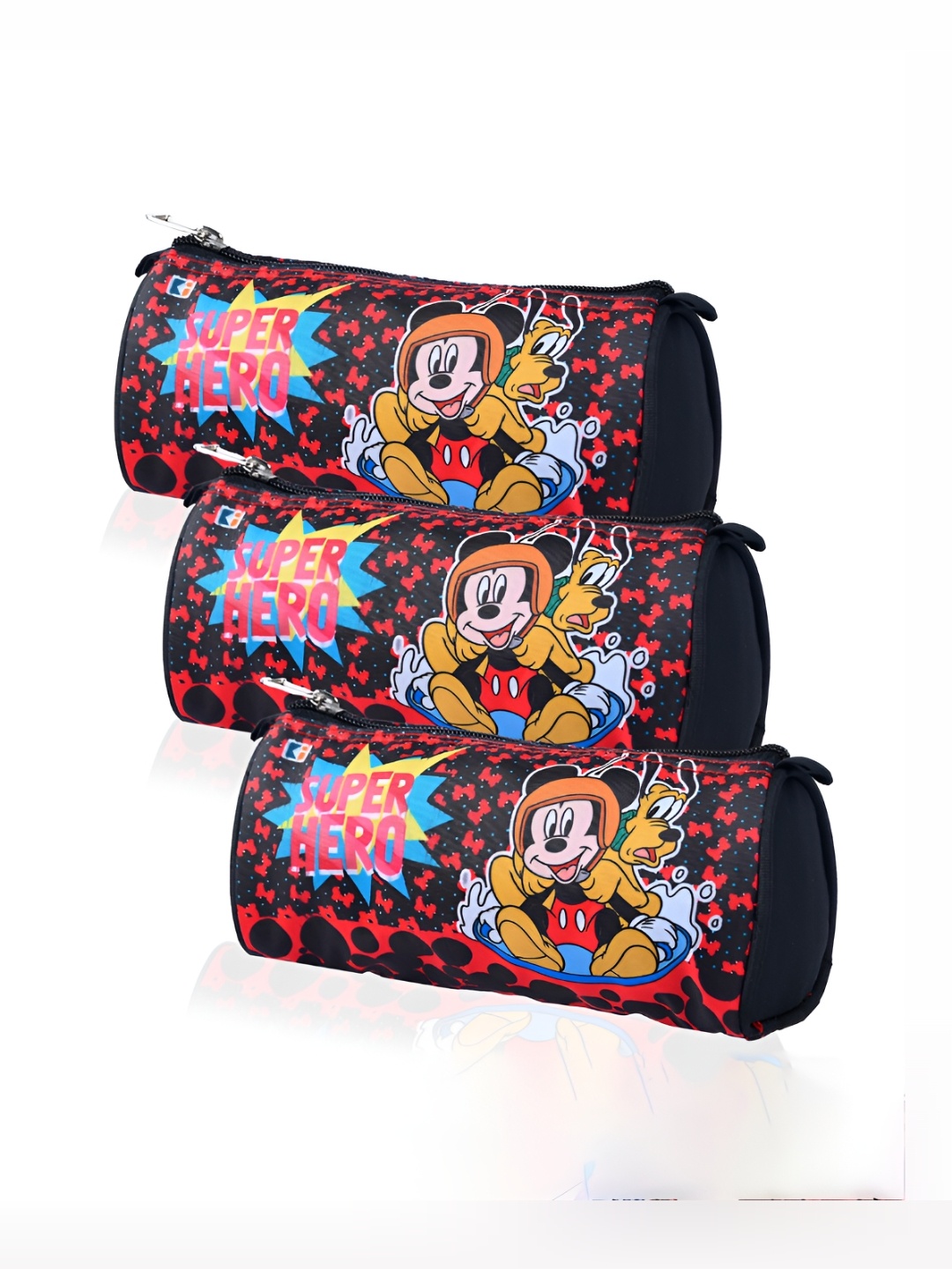 

Kuber Industries Kids Pack Of 3 Disney Mickey Printed Pencil Pouch, Black