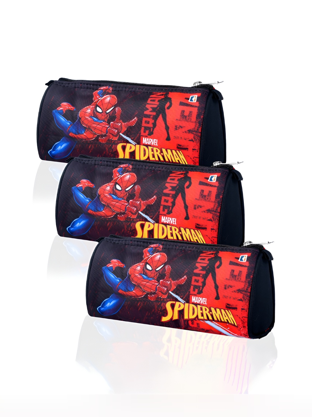 

Kuber Industries Kids Pack Of 3 Marvel Spider-Man Printed Pencil Pouches, Black