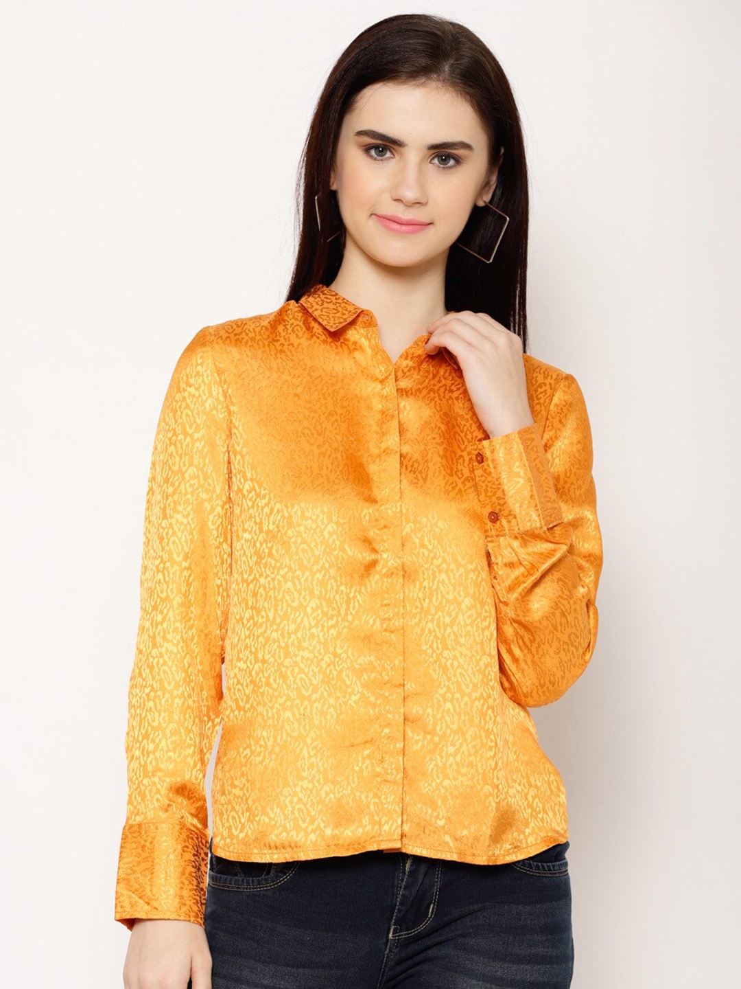 

HOUSE OF KKARMA Classic Animal Printed Casual Shirt, Mustard