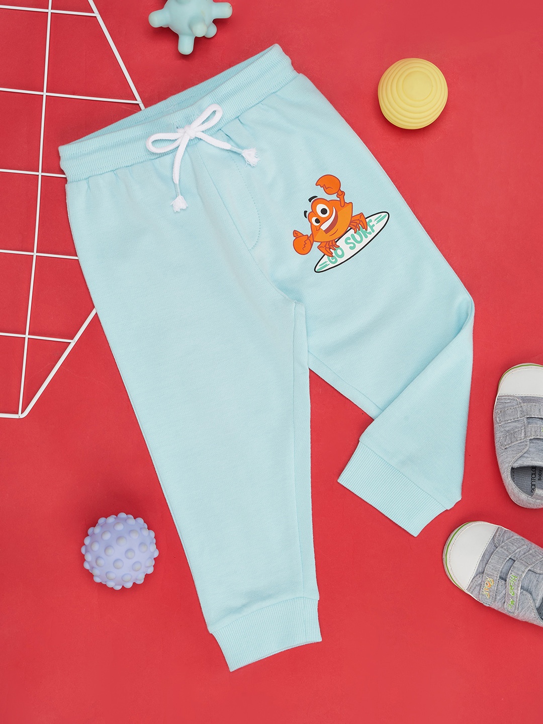 

Pantaloons Baby Infant Boys Graphic Printed Pure Cotton Jogger, Blue
