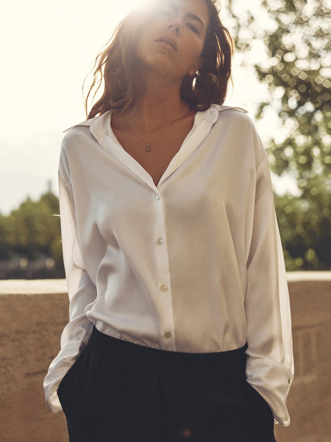 

BAESD Satin Regular Fit Party Shirt, White