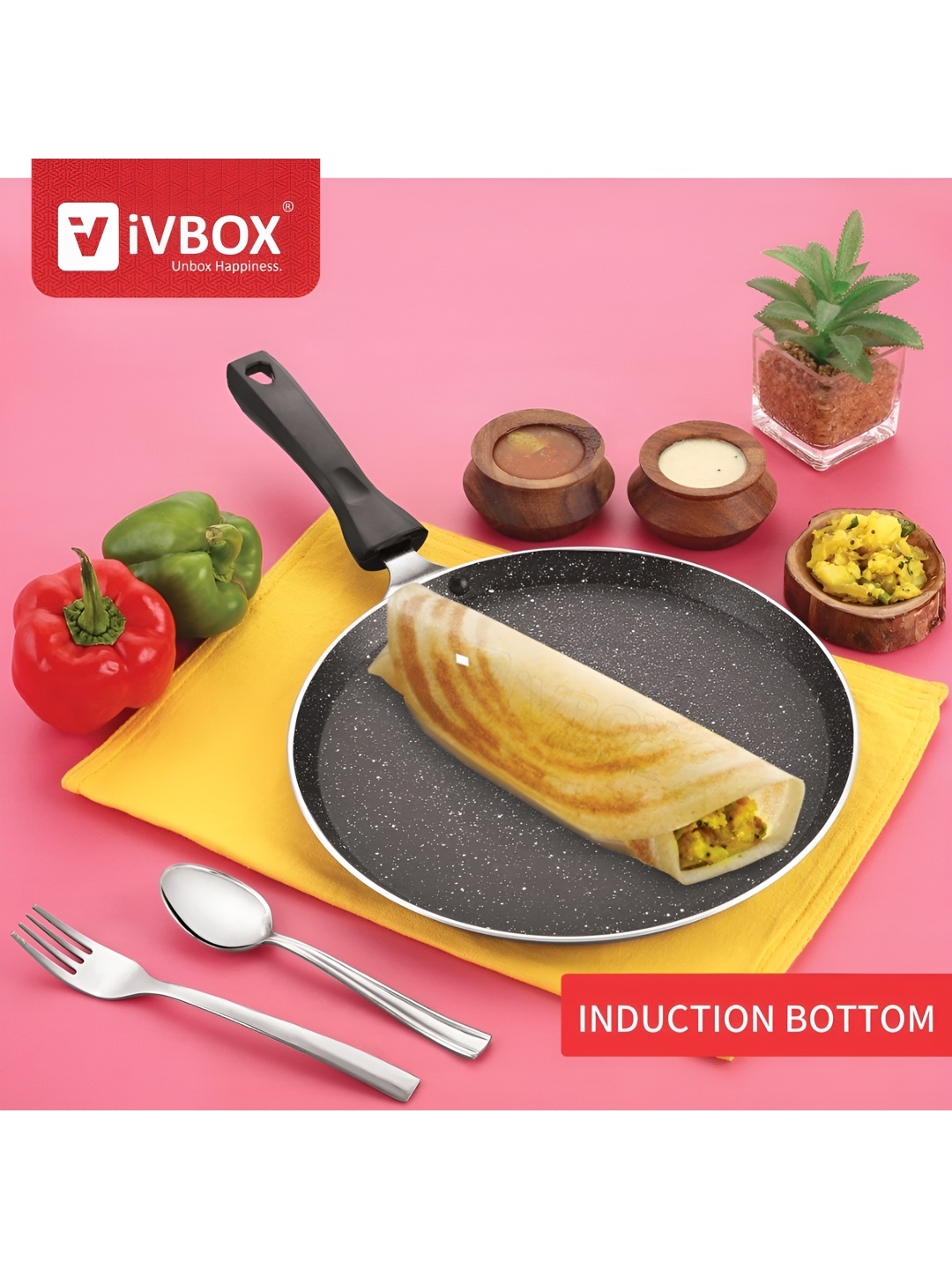 

iVBOX Max-Pro 280mm With Outer Hard-Stone Coating Dosa Tawa, Black