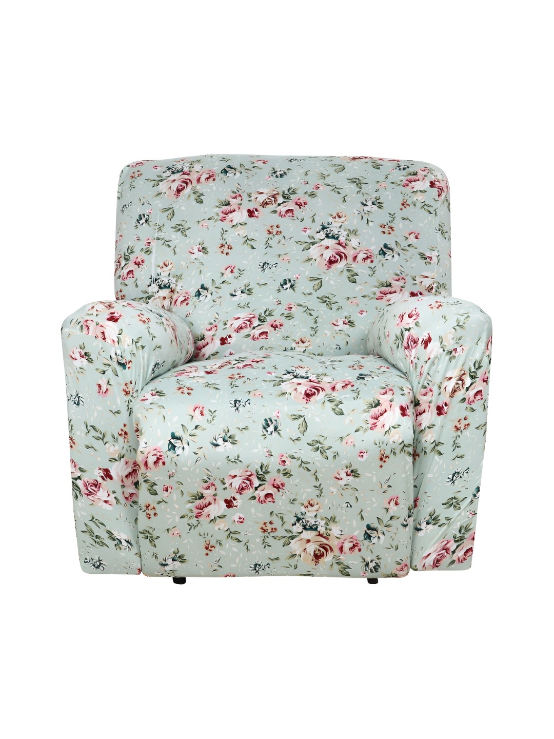 

HOUSE OF QUIRK Recliner Green 1 Seater Printed Sofa Cover With Arms