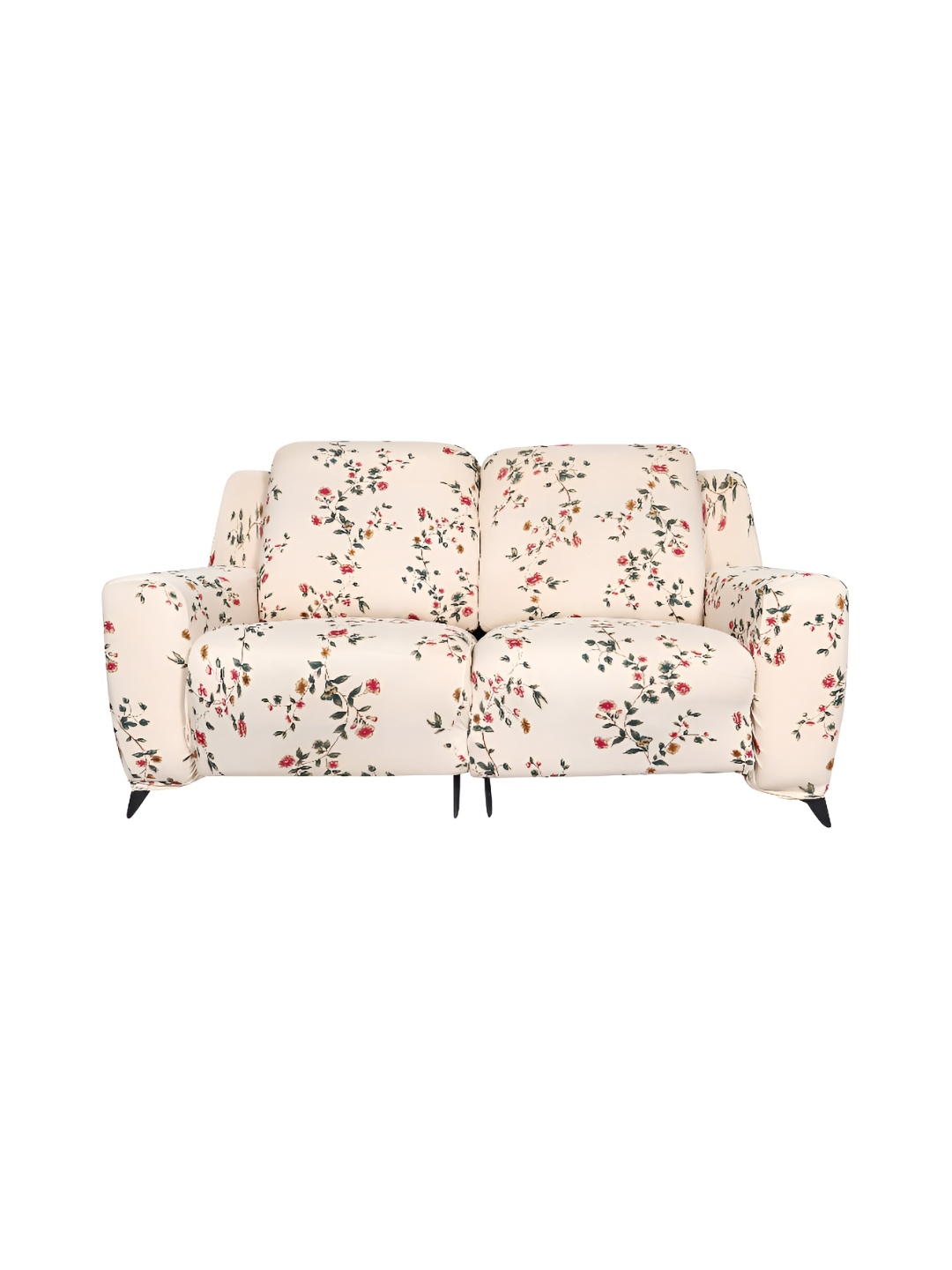 

HOUSE OF QUIRK 1-Piece Recliner 2-Seater Beige Printed Sofa Cover with Arms