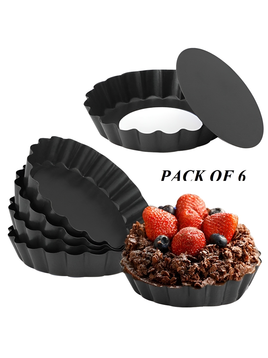 

ZEVORA Black 6 Pieces Non Stick Removable Tart Pans