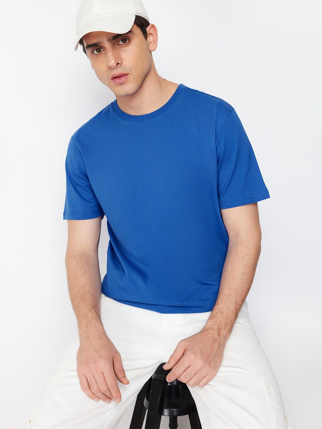 

Trendyol Short Sleeves Round Neck Cotton T-shirt, Blue