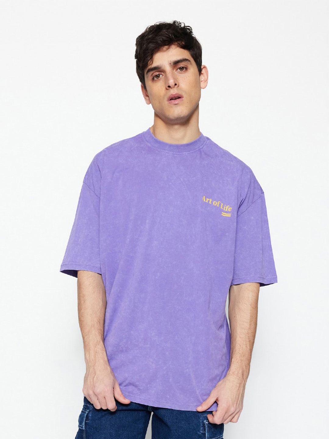 

Trendyol Short Sleeves Round Neck Cotton Baggy T-shirt, Purple