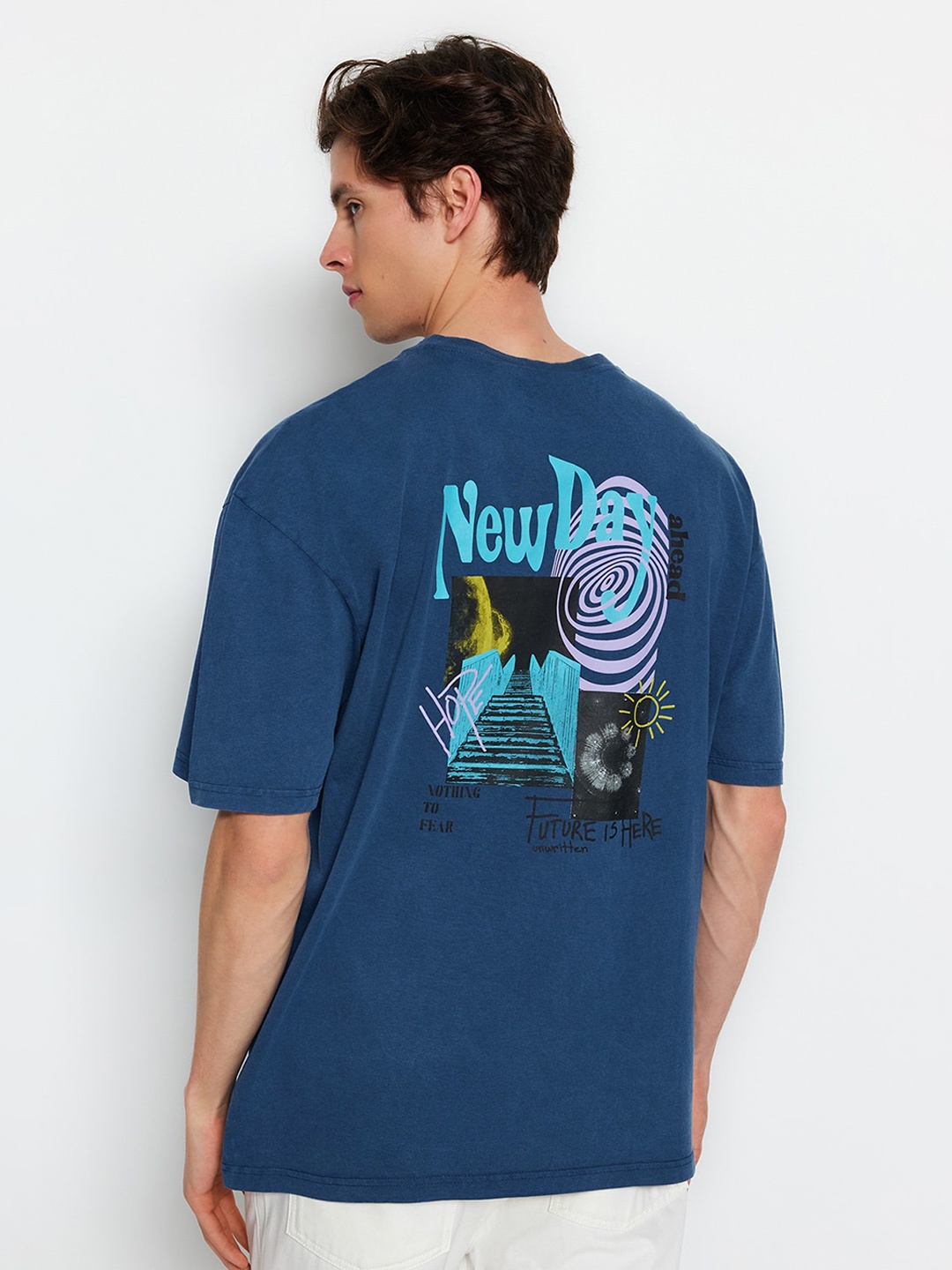 

Trendyol Printed Round Neck T-shirt, Blue
