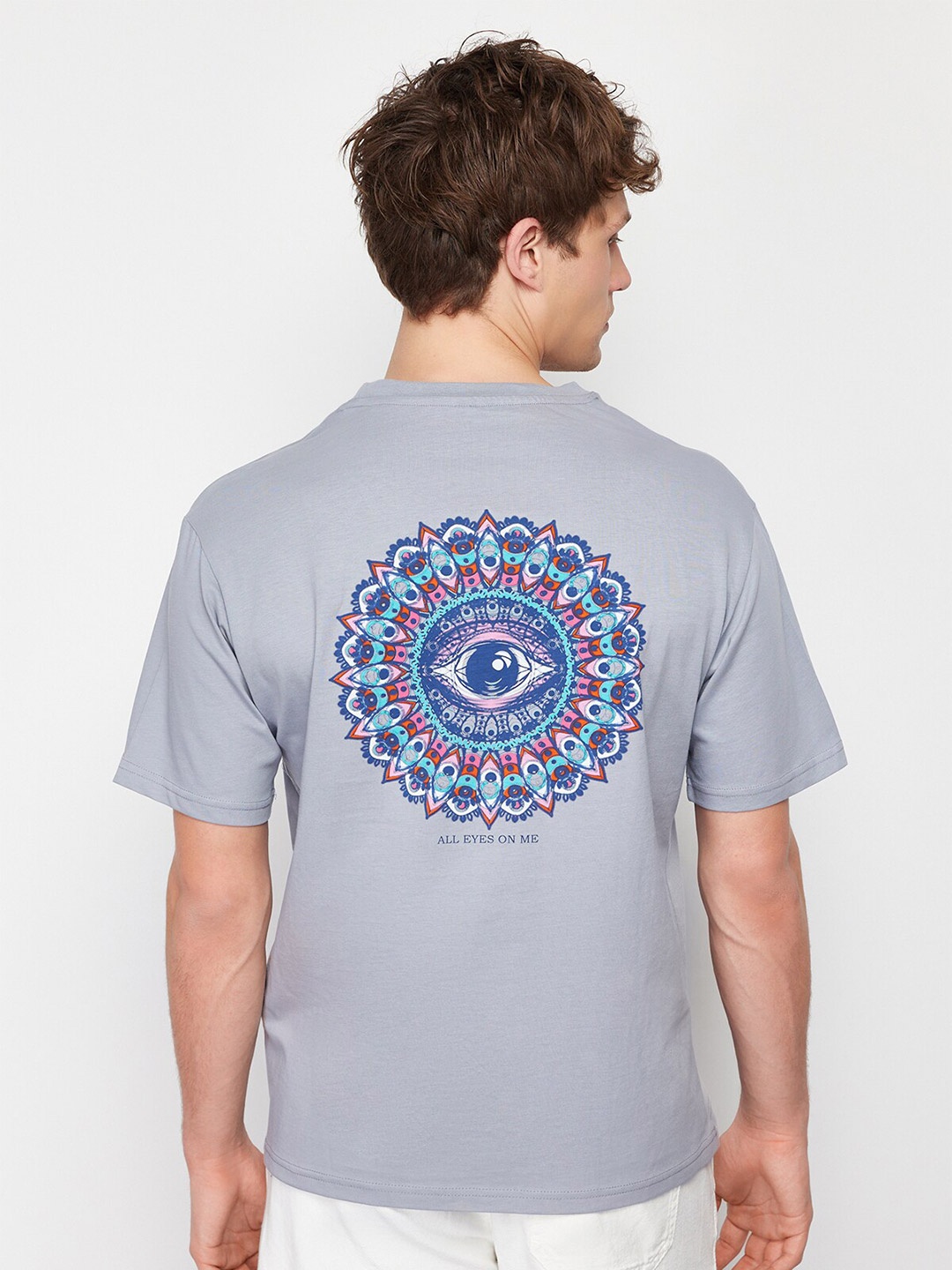 

Trendyol Printed Round Neck T-shirt, Grey