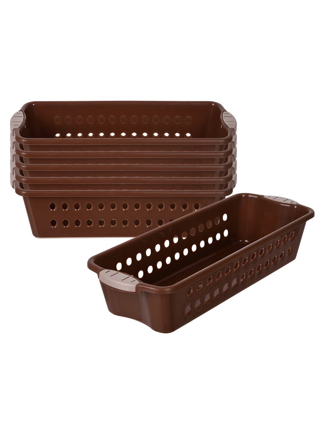 

Kuber Industries Brown 6 Pieces Regular Drawer Storage Basket Organisers