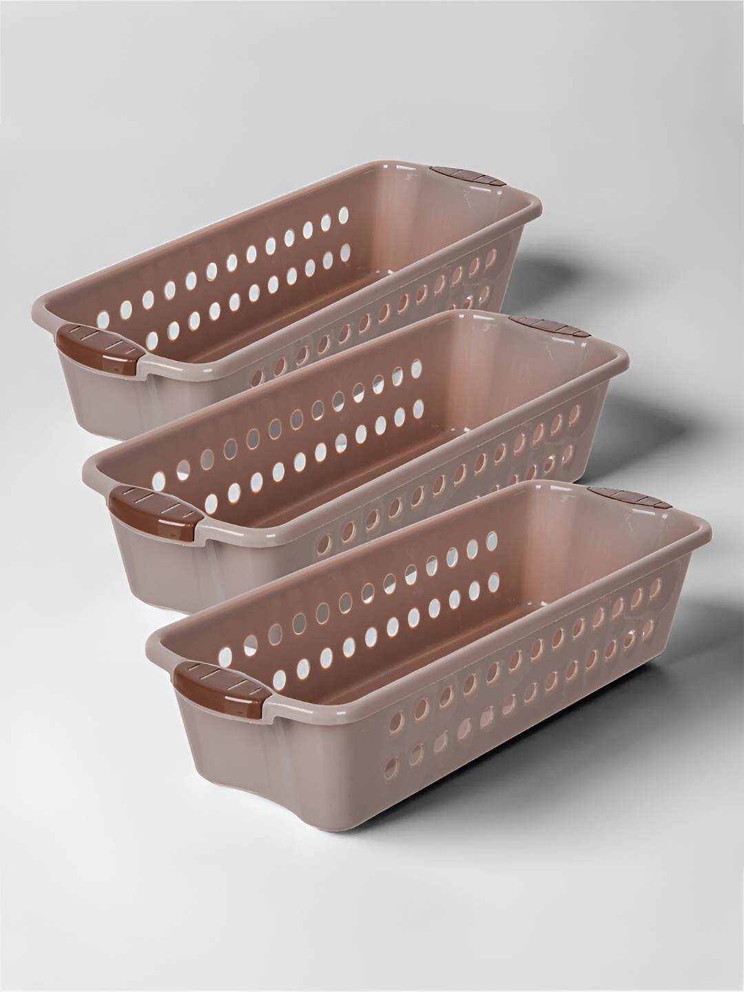 

Kuber Industries Peach-Coloured 3 Pieces Textured Multi-Utility Organisers