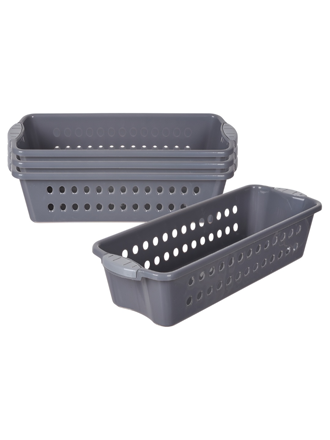 

Kuber Industries Grey 4 Pieces Regular Drawer Storage Basket Organisers