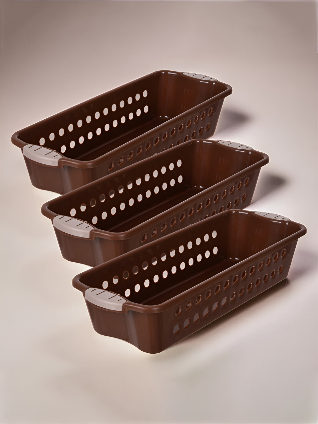 

Kuber Industries Brown 3 Pieces Textured Multi-Utility Organisers