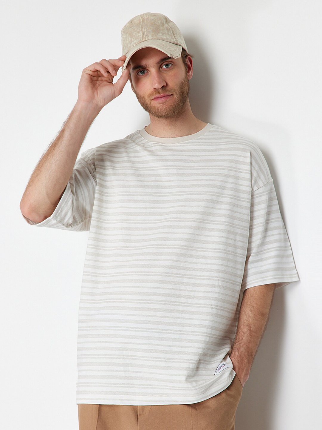 

Trendyol Striped Round Neck Short Sleeves Cotton T-shirt, White