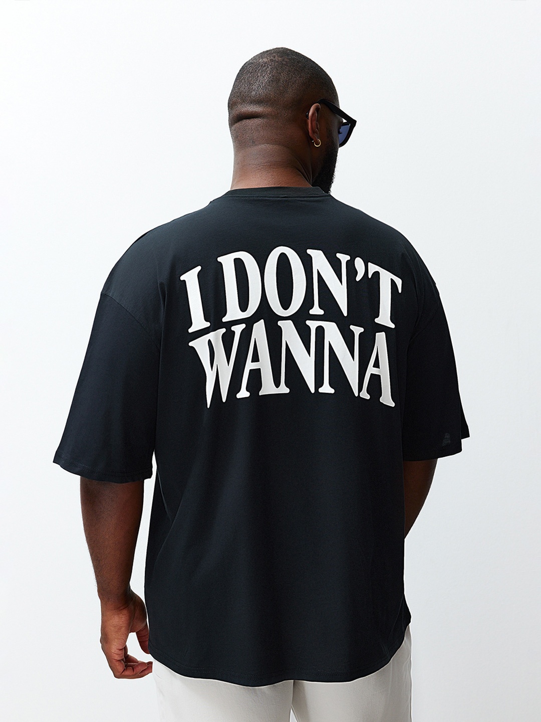 Trendyol Typography Printed Round Neck T-shirt, Black