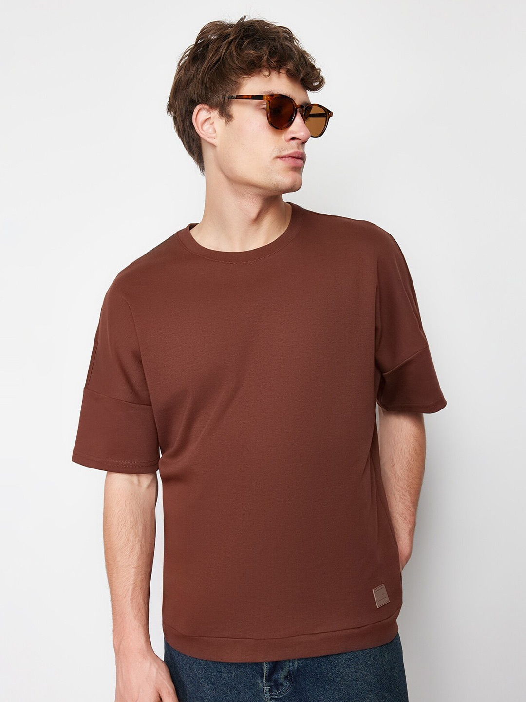 

Trendyol Round Neck Cotton T-shirt, Brown