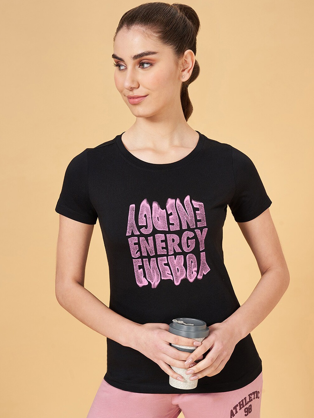

Ajile by Pantaloons Round Neck Printed T-shirt, Black