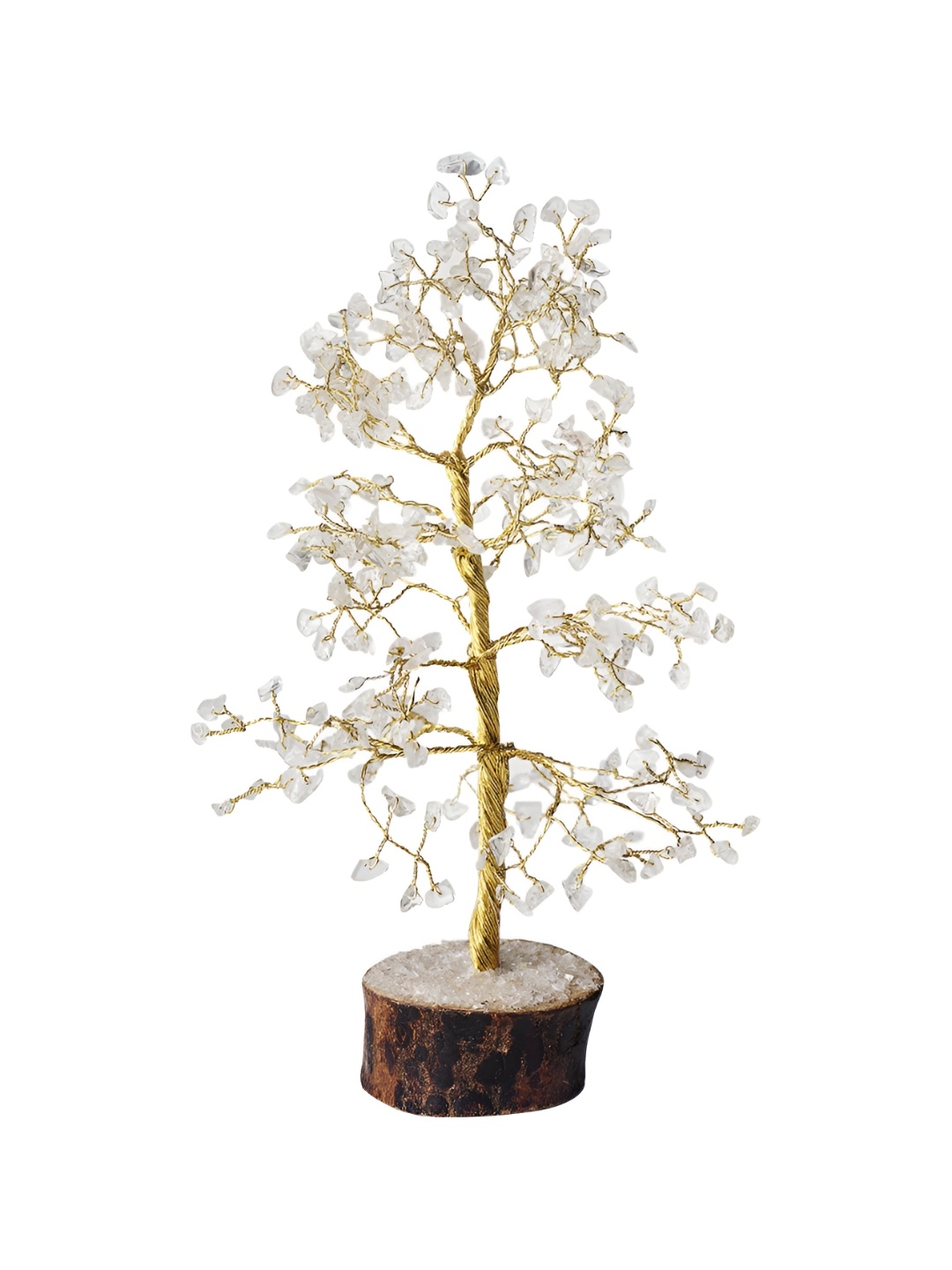 

Shubhanjali Clear Quartz Crystal Stone Wish Tree Showpiece, White