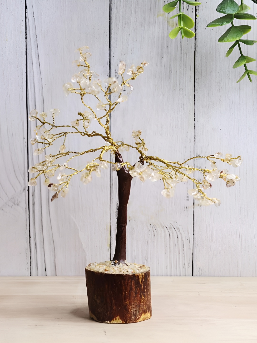 

Shubhanjali Citrine Crystal Stone Tree Showpiece, Yellow