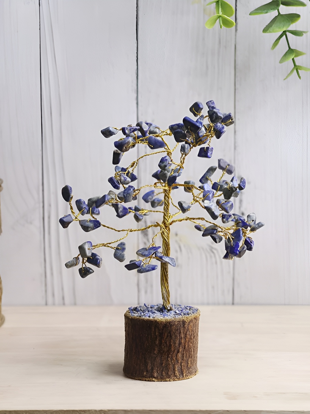 Shubhanjali Lapis Crystal Stone Tree Wish Showpiece, Blue