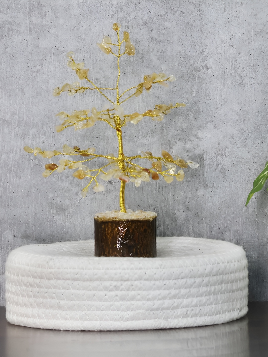 

Shubhanjali Citrine Crystal Stone Tree Showpiece, Yellow