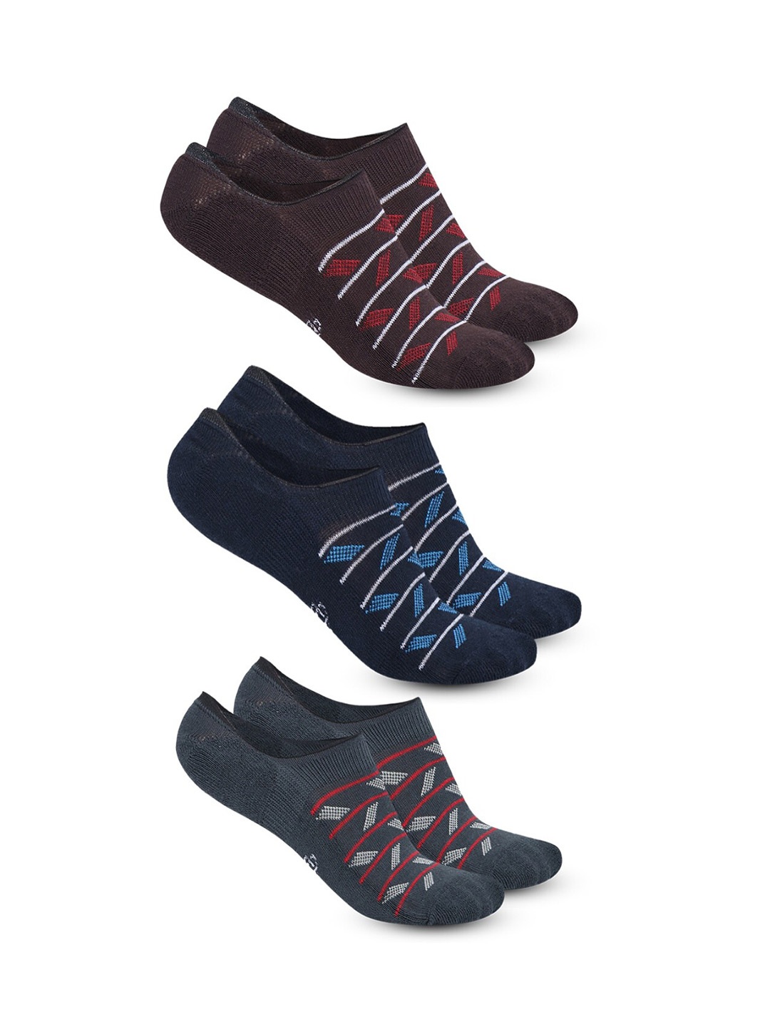 

Dollar Socks Men Pack Of 3 Patterned Cotton Ankle Length Socks, Brown