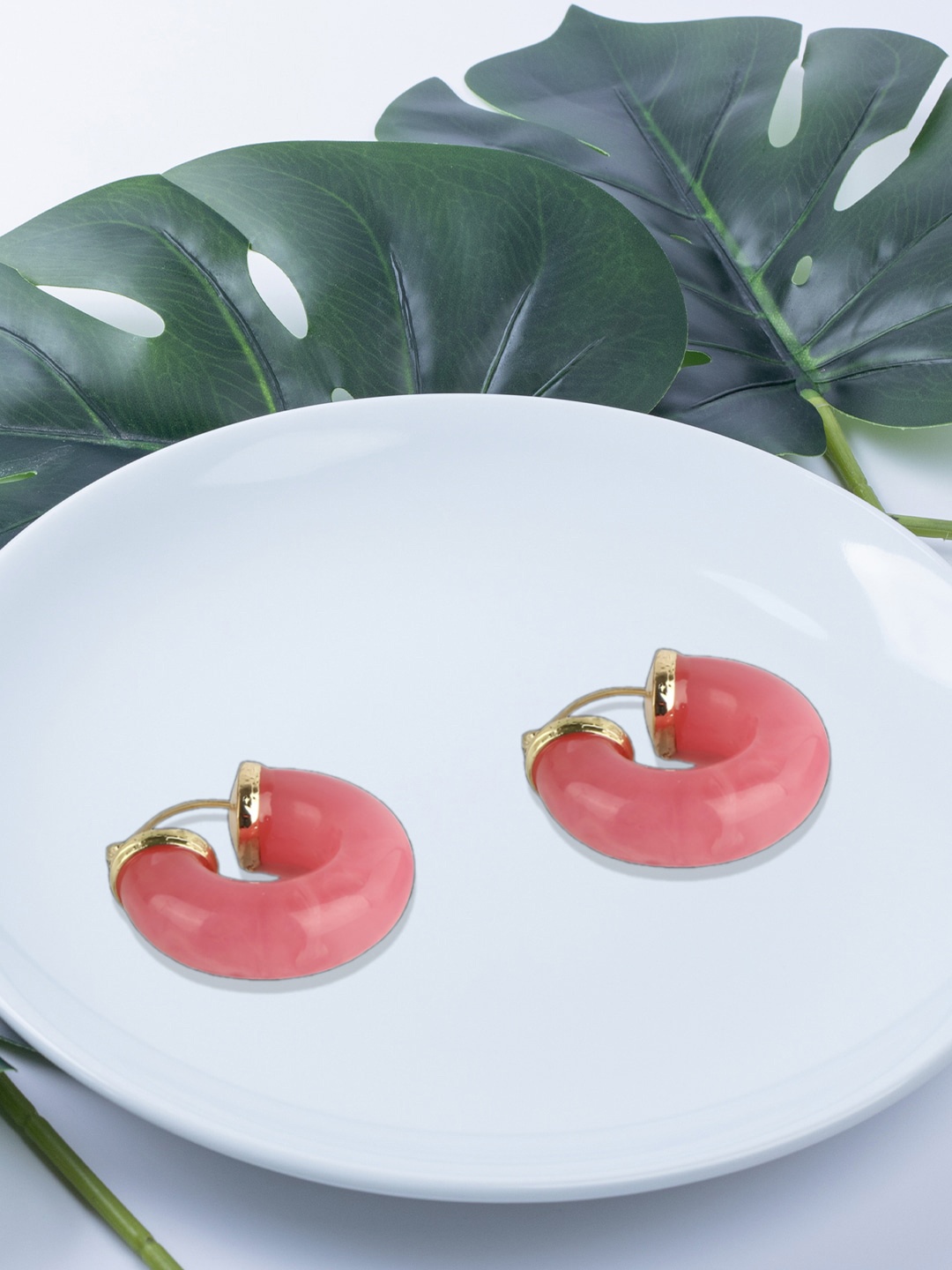 

DressBerry Pink Classic Gold-Plated Half Hoop Earrings