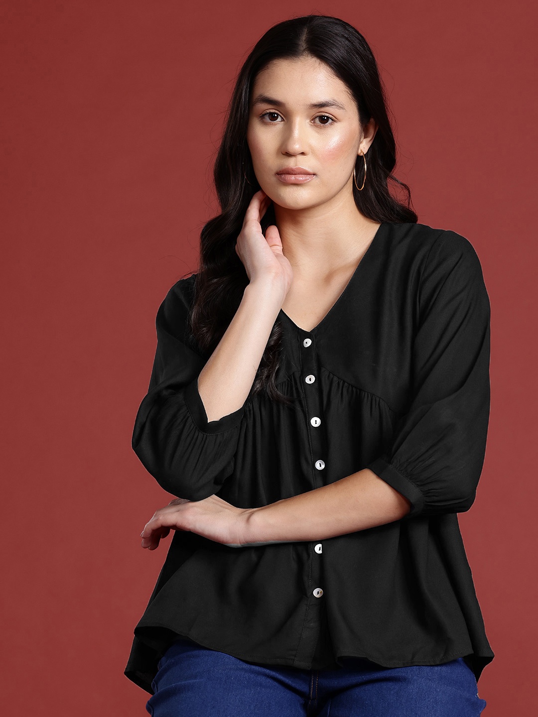 

all about you Puff Sleeve Empire Top, Black