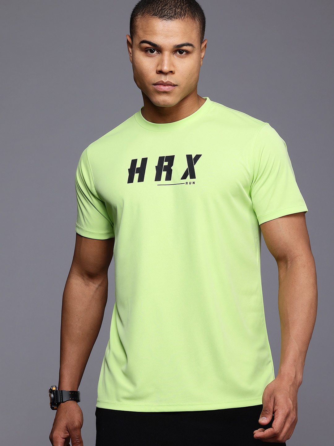 

HRX by Hrithik Roshan Printed Rapid-Dry Running T-shirt, Lime green