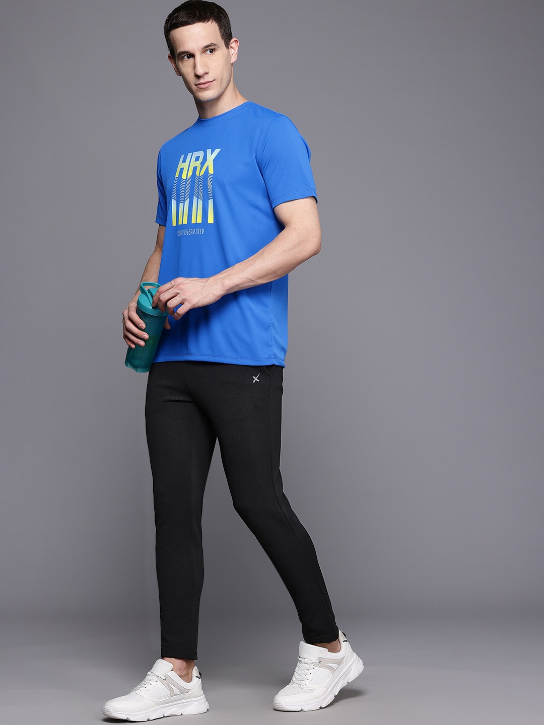 

HRX by Hrithik Roshan Brand Logo Printed Rapid-Dry Running T-shirt, Blue