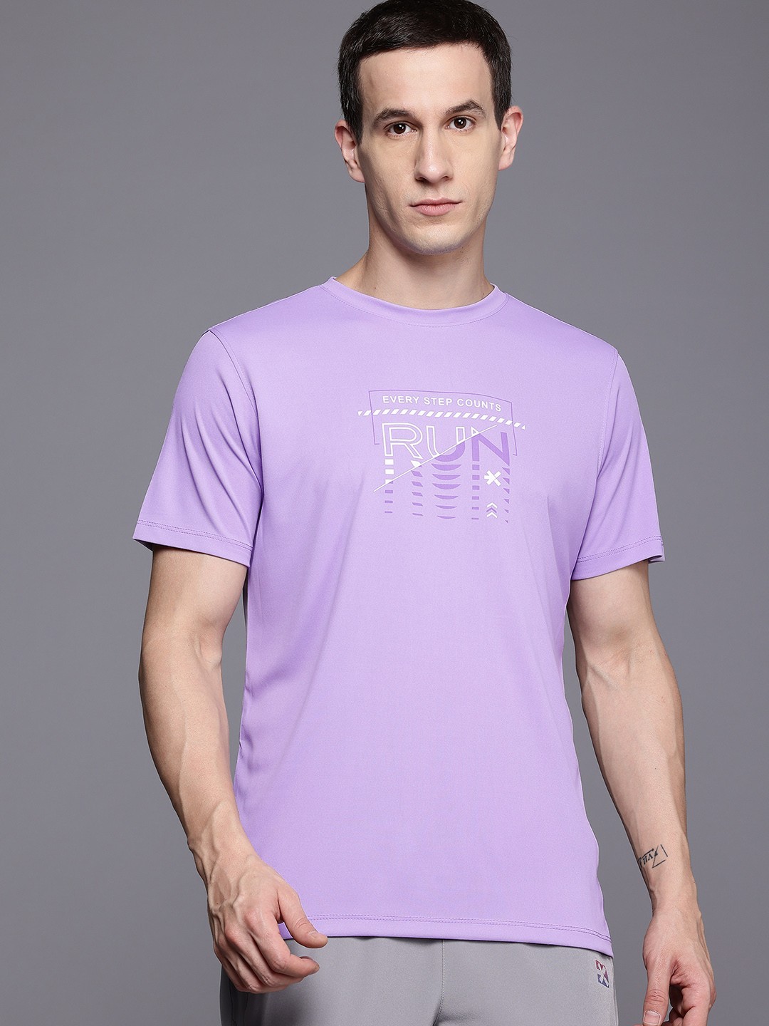 

HRX by Hrithik Roshan Printed Rapid-Dry Running T-shirt, Lavender