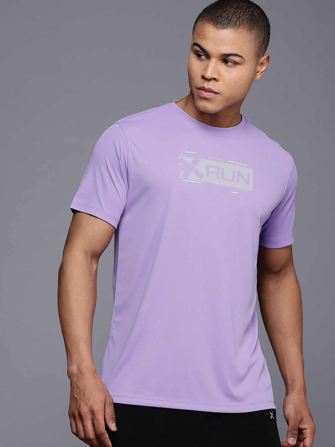 

HRX by Hrithik Roshan Typography Print Running T-shirt, Lavender