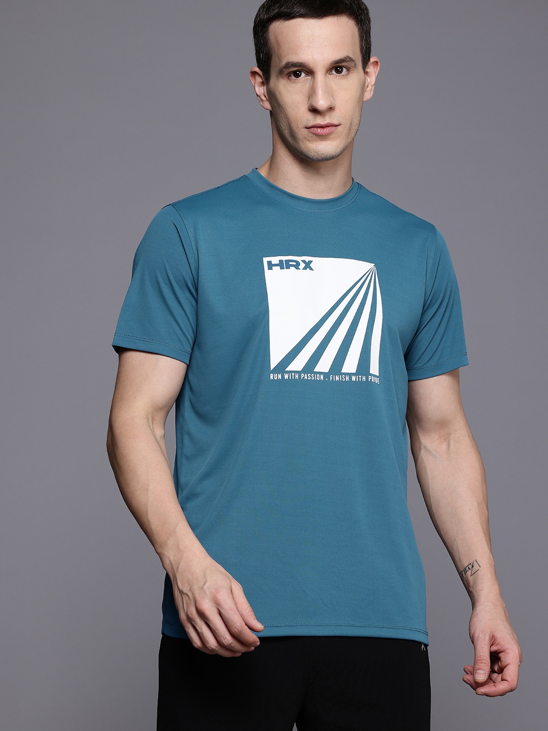 

HRX by Hrithik Roshan Printed Running T-shirt, Teal