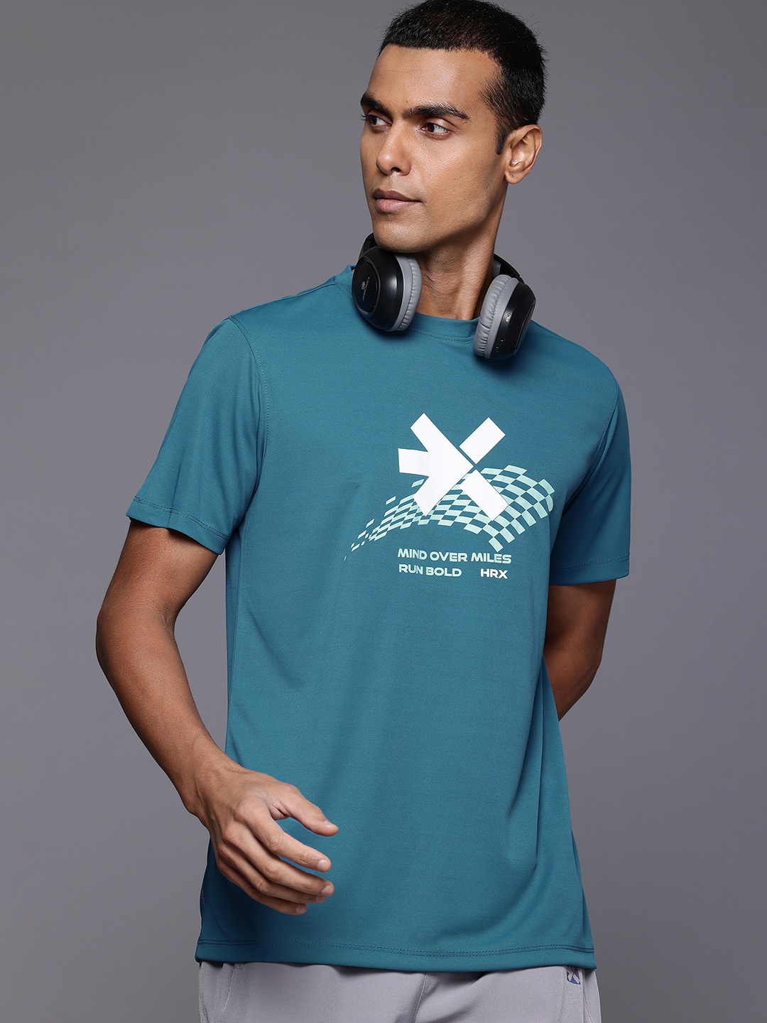 

HRX by Hrithik Roshan Men Brand Logo Printed Rapid-Dry Running T-shirt, Blue