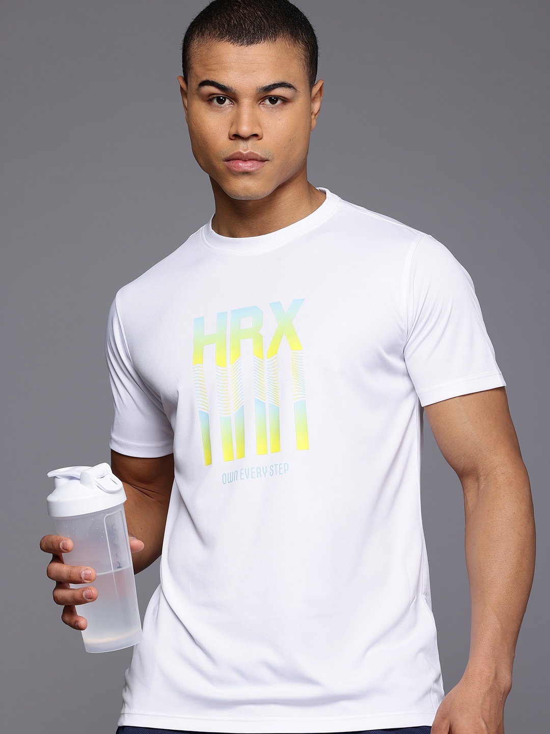 

HRX by Hrithik Roshan Printed Rapid-Dry Running T-shirt, White