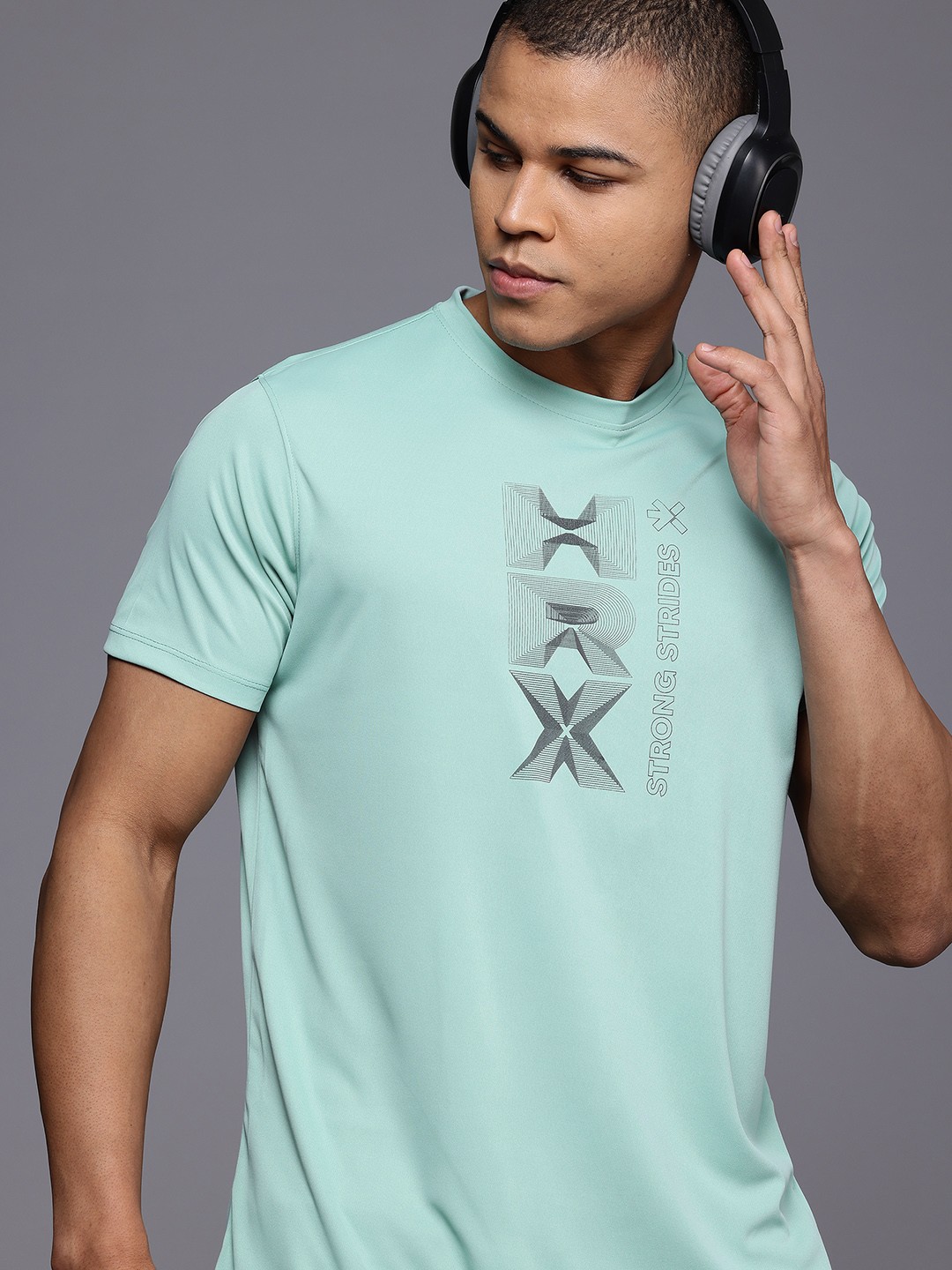 

HRX by Hrithik Roshan Printed Rapid-Dry Running T-shirt, Sea green