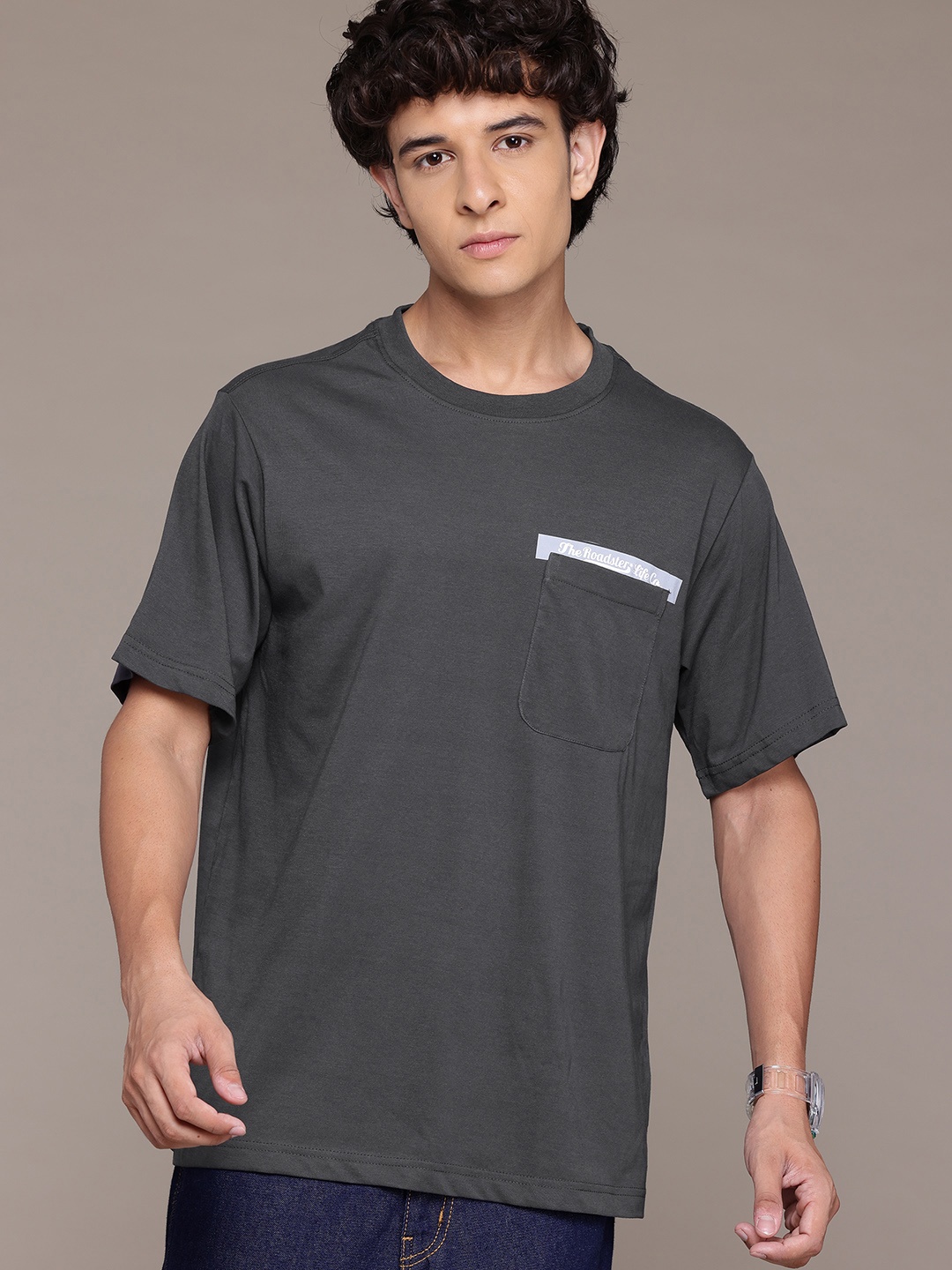 

The Roadster Lifestyle Co. Oversized Patch Pocket T-shirt, Charcoal