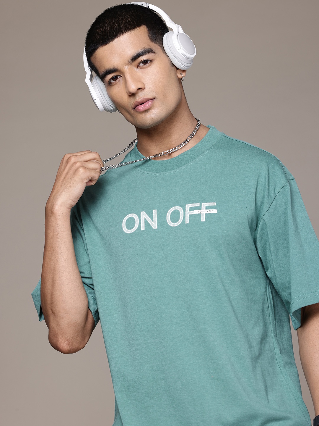 

The Roadster Lifestyle Co. Typography Printed Drop-Shoulder Oversize T-shirt, Blue