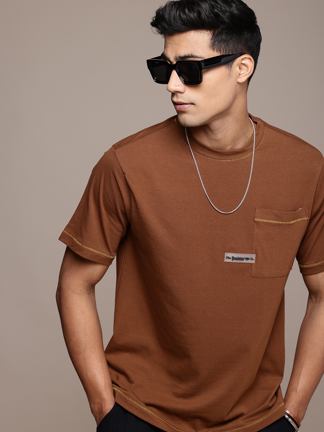 

The Roadster Life Co. Pockets Oversized T-shirt, Brown