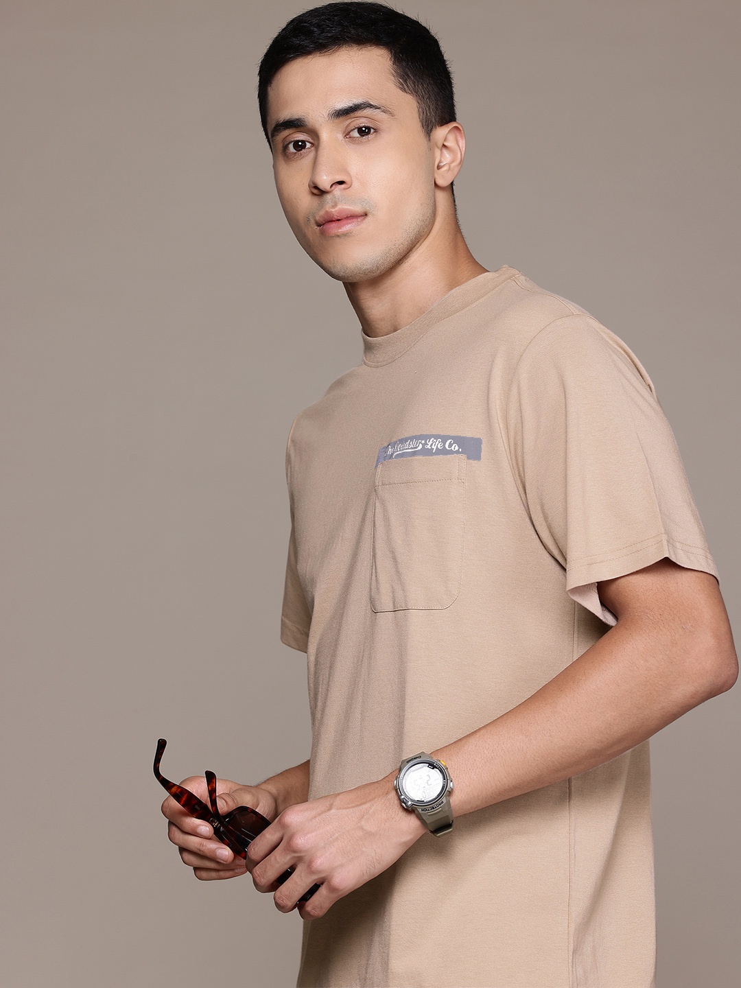 

The Roadster Lifestyle Co. Pocket Oversized T-shirt, Beige