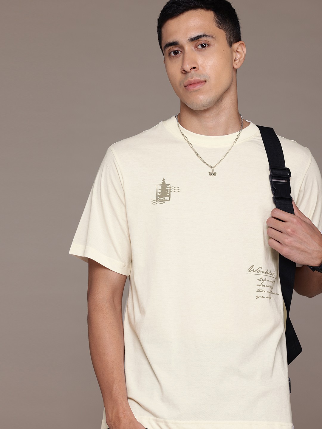 

The Roadster Lifestyle Co. Printed Oversized T-shirt, Cream