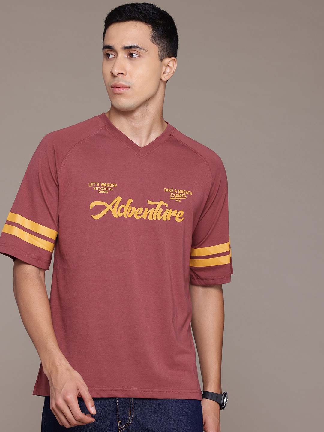 

The Roadster Lifestyle Co. Typography Oversized T-shirt, Rust