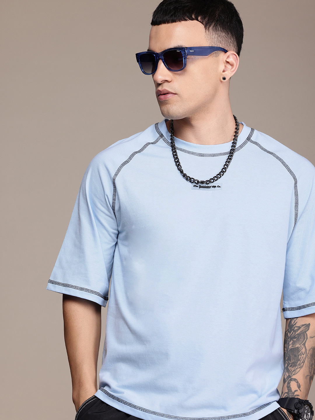 

The Roadster Life Co. Raglan Sleeves Oversized T-shirt, Blue