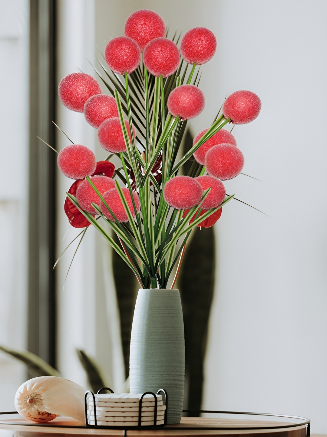 

ARTSY Red & Green Peony Without Pot Non-Hanging Artificial Flower