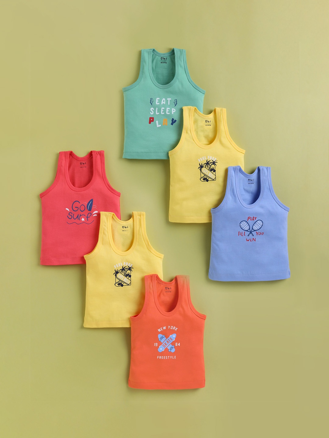 

Redden Infant Boys Pack Of 6 Pure Cotton Basic Vests R-A-101M-15-PK6, Red