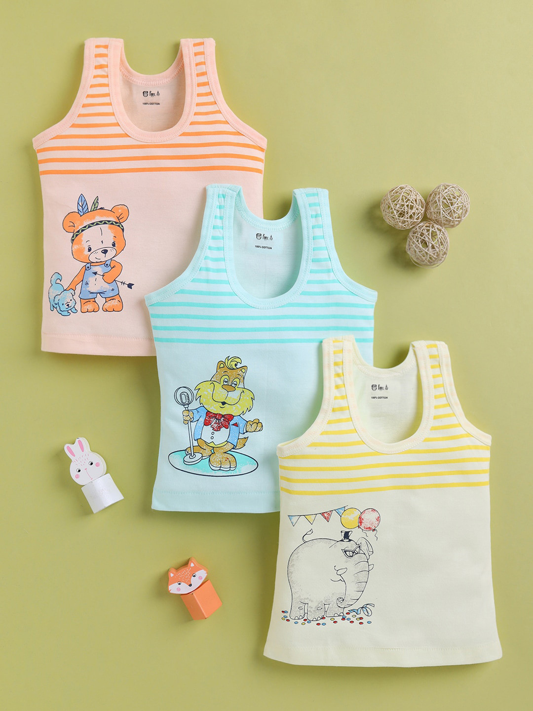 

Redden Infant Boys Pack Of 3 Pure Cotton Basic Vests R-A-101L-11-PK3-B, Orange
