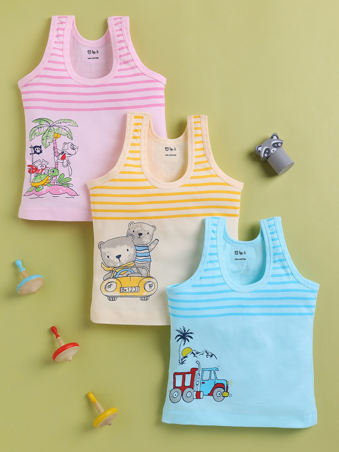 

Redden Infant Boys Pack Of 3 Pure Cotton Basic Vests R-A-101L-11-PK3, Blue