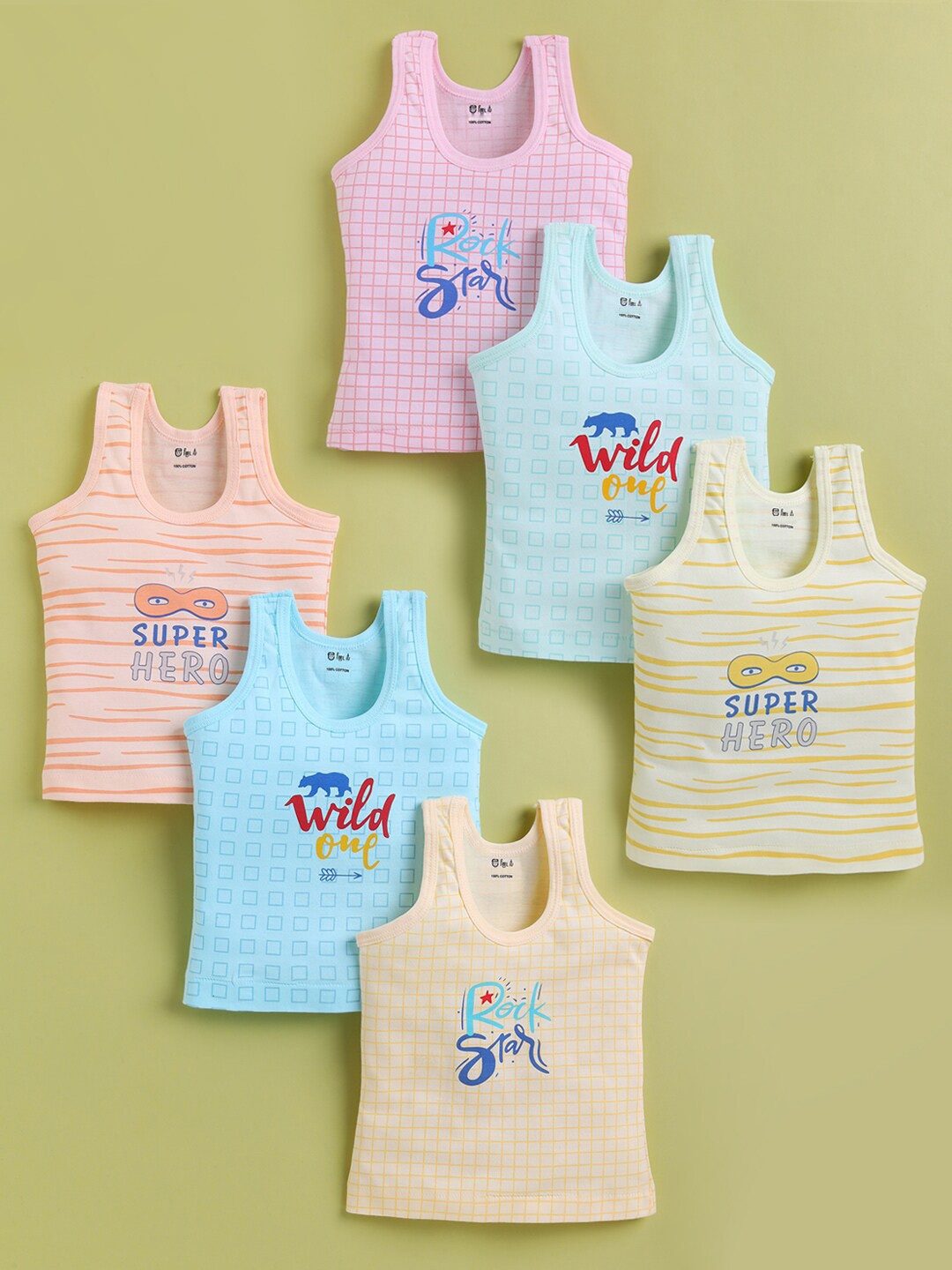 

Redden Boys Pack Of 6 Pure Cotton Innerwear Vests R-A-101AC-06-PK6, Blue