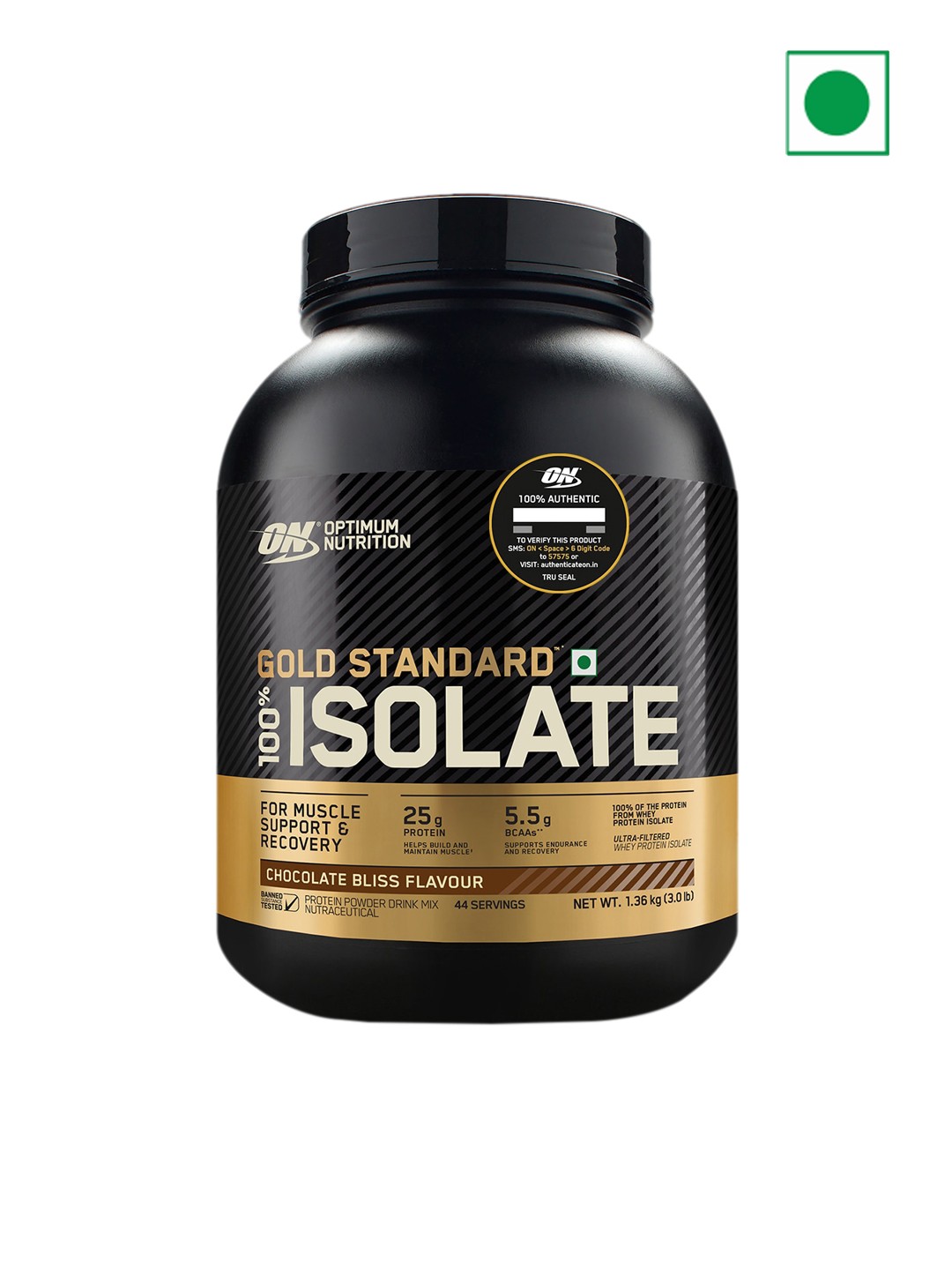 

Optimum Nutrition Gold Standard 100% Isolate Whey Protein Powder Chocolate Bliss 1.36 KG, Black